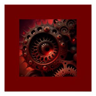 Bronzen Steampunk Mandelbrot Fractal Perfect Poster