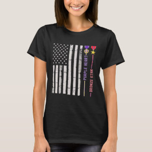 Bronzen Ster Purperen Hart Medaille Onderscheiding T-shirt