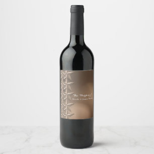 Bronzen sterren & elegante Bokeh-lichten wijnlabel Wijn Etiket