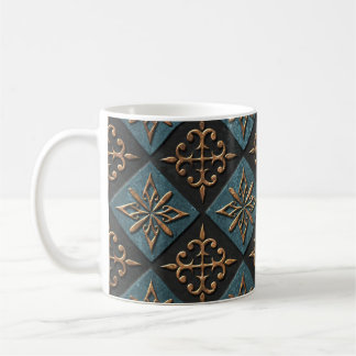 Bronzen textuur met snijpatroon. koffiemok