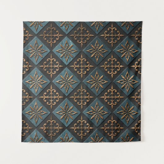 Bronzen textuur met snijpatroon. wandkleed (Voorkant)