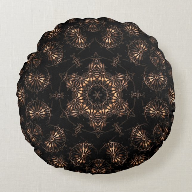 Bronzen Tijdperk Mandala Rond Kussen (Voorkant)