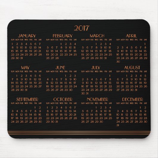 Bronzen zwart Art Deco kalender 2017 muismat (Voorkant)