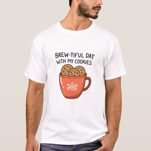Bronzez la journée avec Cookies Line Art T-Shirt (Devant)