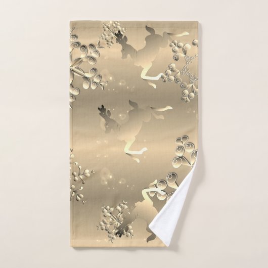 Bronzy Holiday Reindeer Snowflakes Bad Handdoek (Handdoek)