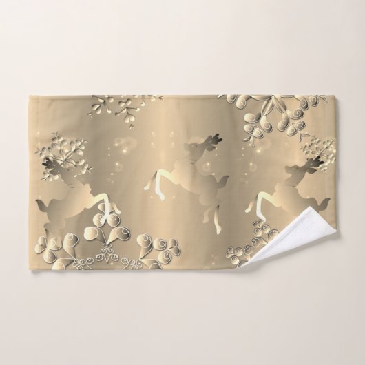 Bronzy Holiday Reindeer Snowflakes Bad Handdoek (Handdoek)