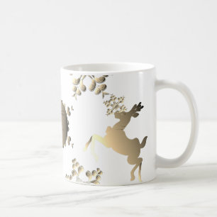 Bronzy Monogram Snowflakes Reindedaron White Koffiemok