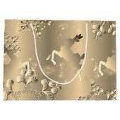 Bronzy Reindeer en Snowflakes Large Groot Cadeauzakje (Achterkant)