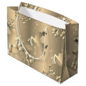 Bronzy Reindeer en Snowflakes Large Groot Cadeauzakje (Achterkant Gekanteld)