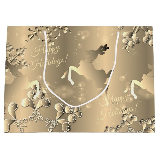 Bronzy Reindeer en Snowflakes Uw Groet Groot Groot Cadeauzakje (Voorkant)