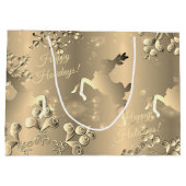 Bronzy Reindeer en Snowflakes Uw Groet Groot Groot Cadeauzakje (Achterkant)