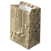 Bronzy Snowflakes Medium Cadeauzakje (Achterkant Gekanteld)