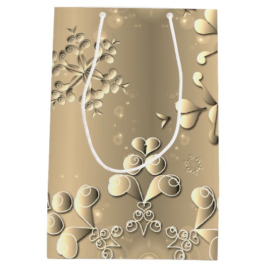 Bronzy Snowflakes Medium Cadeauzakje (Achterkant)