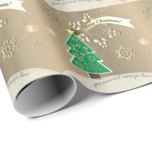 Bronzy Snowy Kerstmis "Vrolijk kerstfeest!" Cadeaupapier