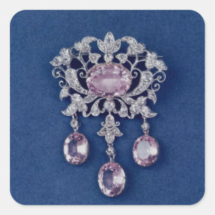 Brooch in de vorm van een bloem, c.1780 vierkante sticker