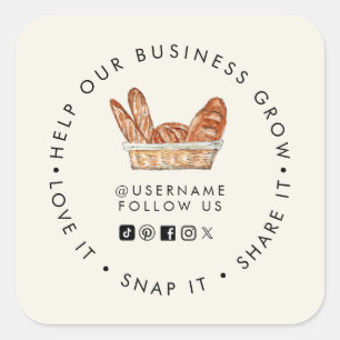 Brood Bakkerij Groei je Bedrijf Social media Vierkante Sticker
