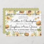 Brood in de oven en hamburgers op de grill kaart (Voorkant / Achterkant)