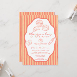 Brood in de oven roze strepen Baby Shower Kaart