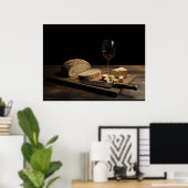Brood, kaas en wijn poster (Thuiskantoor)