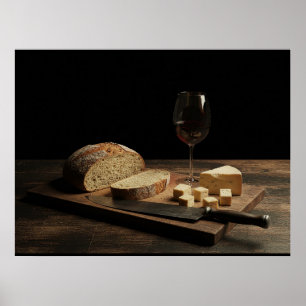 Brood, kaas en wijn poster