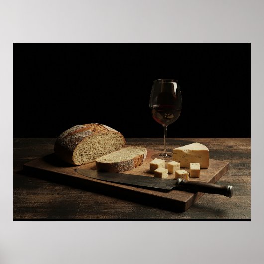 Brood, kaas en wijn poster (Voorkant)