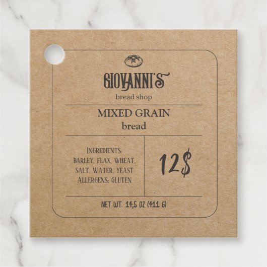 Brood Label Bruin Kraft Paper Bakkerij (Voorkant)