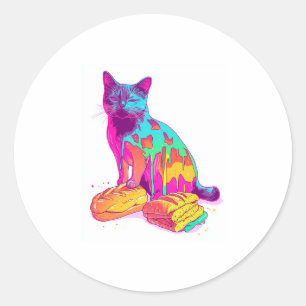 Brood Meowphosis – Glitchy Funny Cat Meme Ronde Sticker