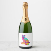 Brood Meowphosis – Glitchy Funny Cat Meme Sparkling Wijnetiket (Voorkant)