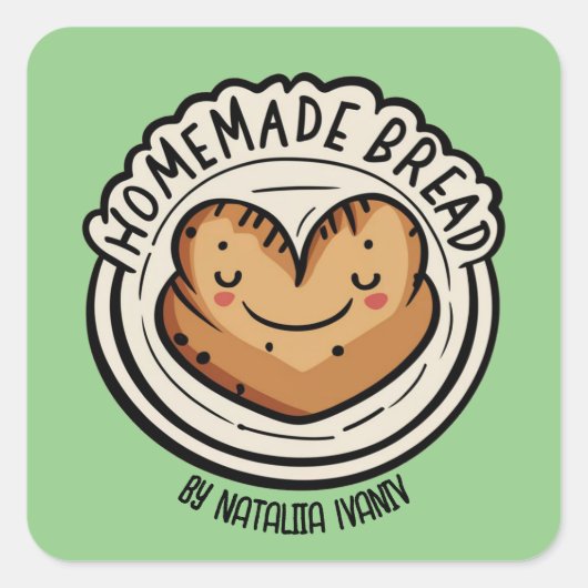 Brood uit eigen keuken vierkante sticker (Voorkant)