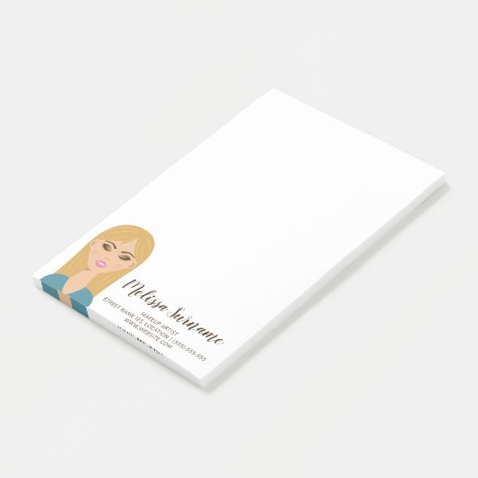 Broodhaar-meisje met Makeup-makreel Post-it® Notes (Schuin)