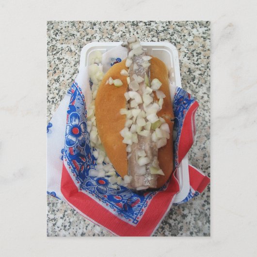 Broodje herring néerlandais avec carte postale Oni (Devant)