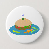 Broodje met Veggie Sides Fun Food Ronde Button 7,6 Cm (Voorkant)