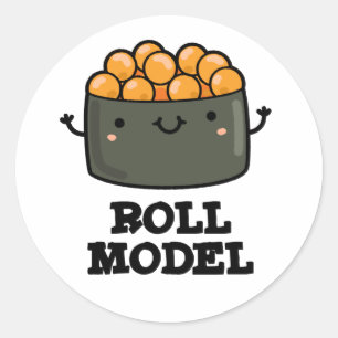 Broodje Model Grappig Voedsel Sushi Roll Pun Ronde Sticker