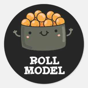 Broodje Model Grappig Voedsel Sushi Roll Pun Ronde Sticker