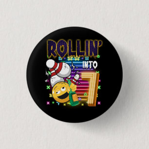 Broodje naar 7 Bowling Birthday Party 7th Birthday Ronde Button 3,2 Cm