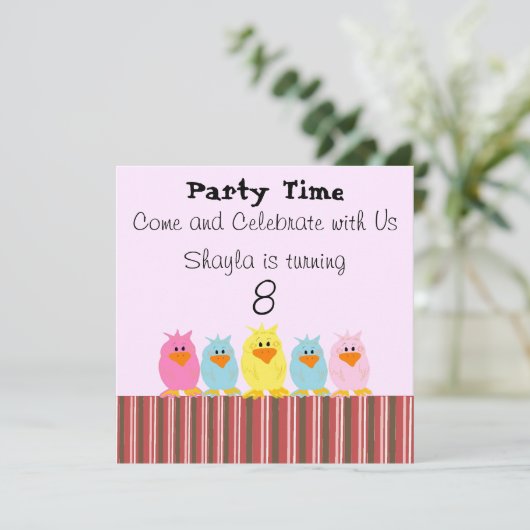 Broodkuikens, Birthday-uitnodigingen Kaart (Staand voorkant)