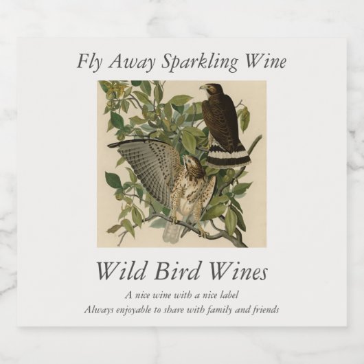 Broodwinged Hawk van de Amerikaanse vogels van Aud Sparkling Wijnetiket (Enkel label)