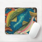 Brook-forel en regenboogforel muismat (Met muis)