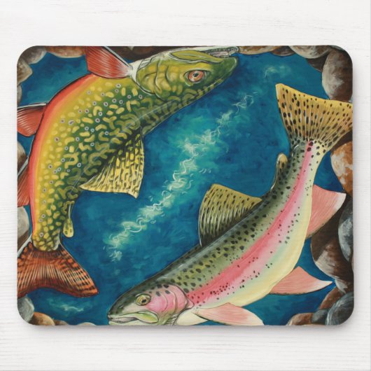 Brook-forel en regenboogforel muismat (Voorkant)