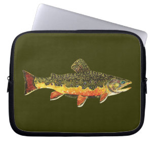 Brook forel visschilderen laptop sleeve