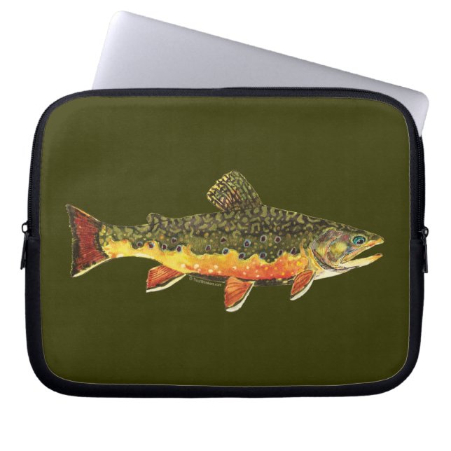 Brook forel visschilderen laptop sleeve (Voorkant)