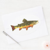 Brook forel visschilderen ovale sticker (Envelop)