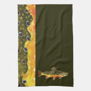 Brook forel visschilderen theedoek