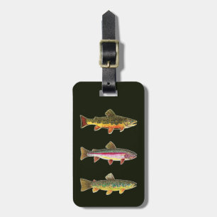 Brook Rainbow Brown Trout Fly Fishing Angler I.D. Bagagelabel