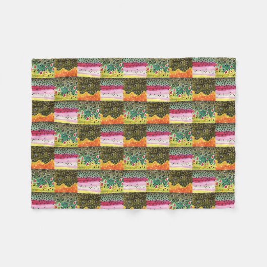 Brook, regenboog, bruine forel fleece deken (Voorkant (Horizontaal))