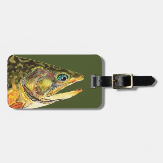 Brook Trout Fisherman Bagagelabel (Voorkant horizontaal)