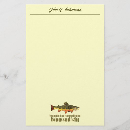 Brook Trout Fly Fisherman Angling Gezegde Briefpapier (Voorkant)