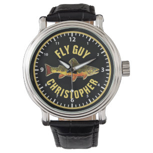 Brook Trout Fly Fishing FLY GUY Custom Angler Horloge