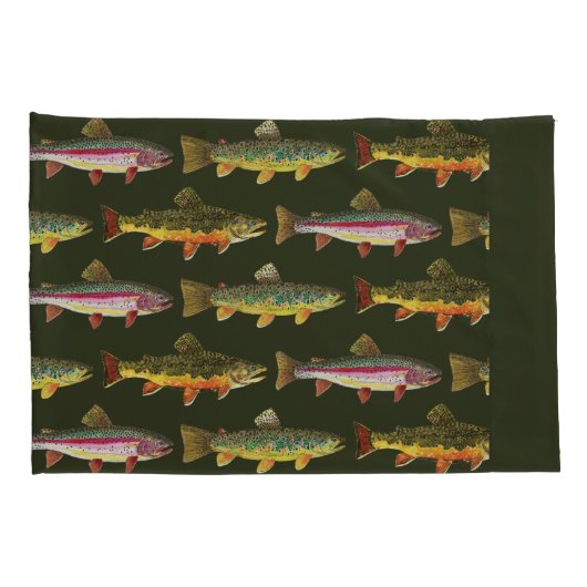 Brook Trout Vist Kussensloop (Achterkant-Rechts)