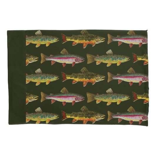 Brook Trout Vist Kussensloop (Voorkant-Links)